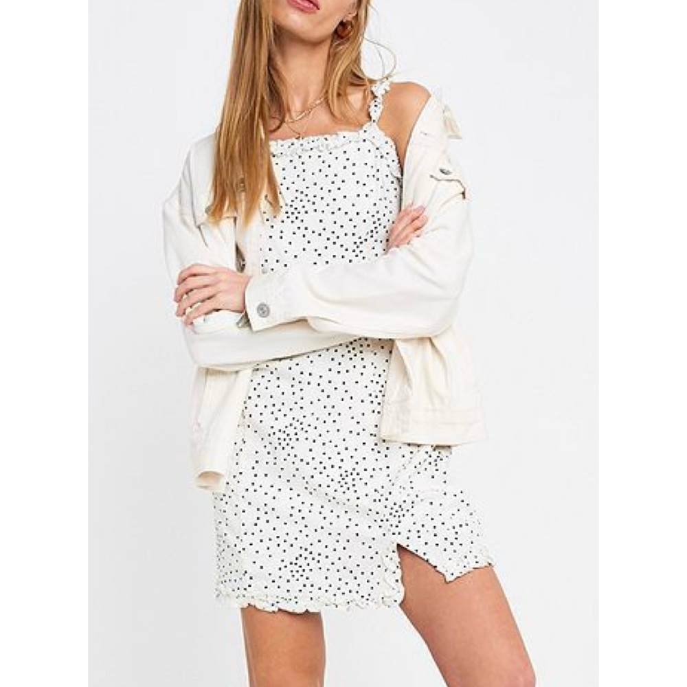 Urban Outfitters Wren Dotted Linen Ruffle Mini Dress XS